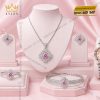 Bộ trang sức kim cương đính sapphire hồng