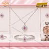 Bộ trang sức kim cương đính sapphire hồng