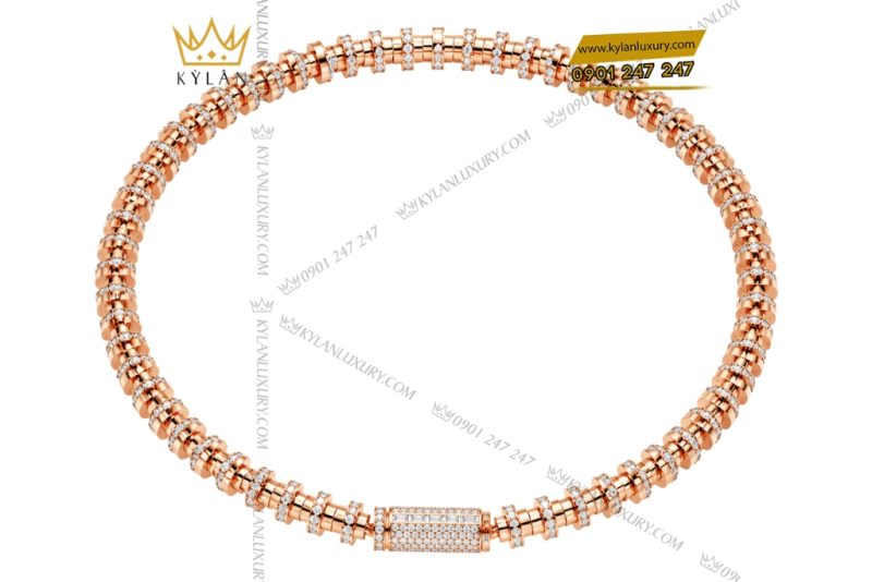Bộ trang sức nam vàng hồng Au750 đính kim cương