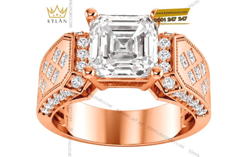 Bộ trang sức nam vàng hồng Au750 đính kim cương