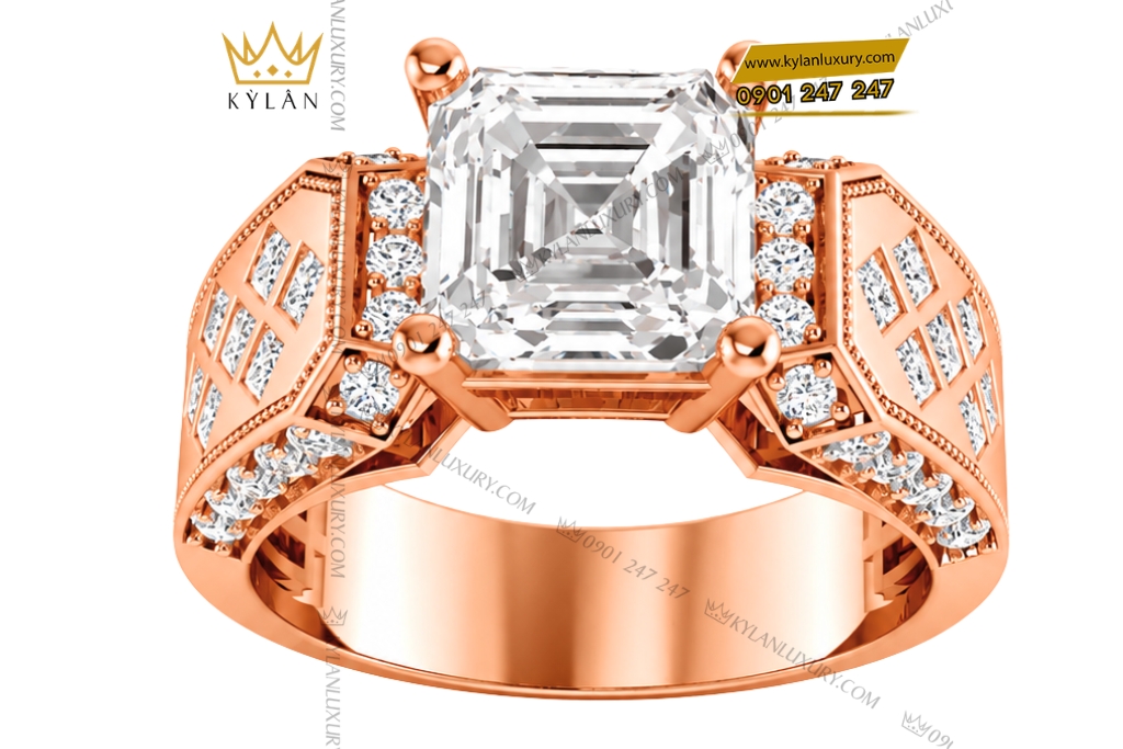 Bộ trang sức nam vàng hồng Au750 đính kim cương