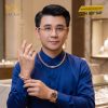 Bộ trang sức nam vàng hồng Au750 đính kim cương