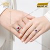 Nhẫn cặp vàng trắng Au750 đính sapphire đỏ