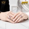 Nhẫn cặp vàng trắng Au750 đính sapphire đỏ