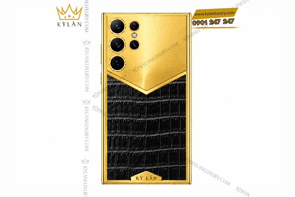Kỳ Lân Luxury Dien thoai Samsung Galaxy S26 Ultra custom vang boc da ca sau 1 Điện thoại Samsung Galaxy S26 Ultra custom vàng bọc da cá sấu