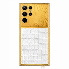 Điện thoại Samsung Galaxy S26 Ultra custom vàng bọc da cá sấu