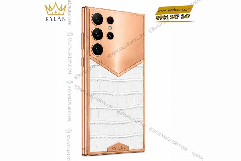 Điện thoại Samsung Galaxy S26 Ultra custom vàng hồng bọc da cá sấu