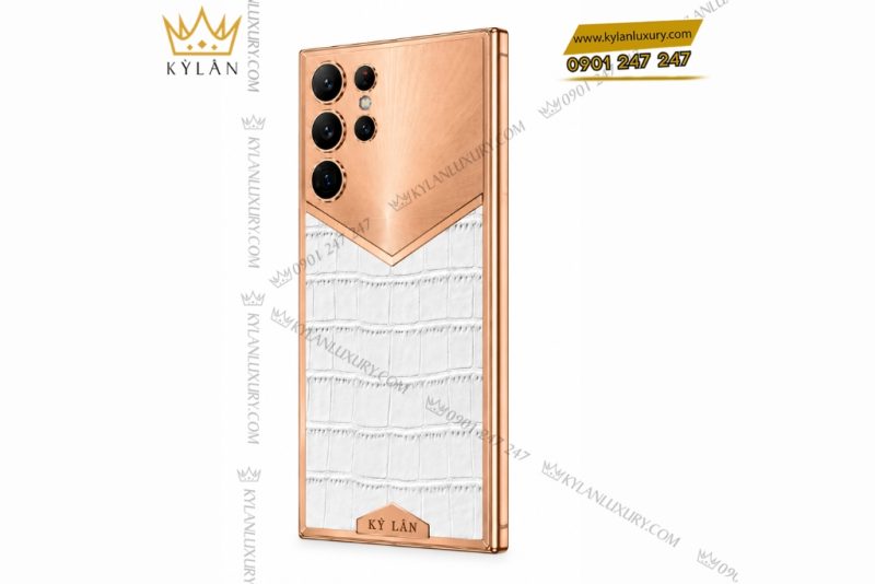 Điện thoại Samsung Galaxy S26 Ultra custom vàng hồng bọc da cá sấu
