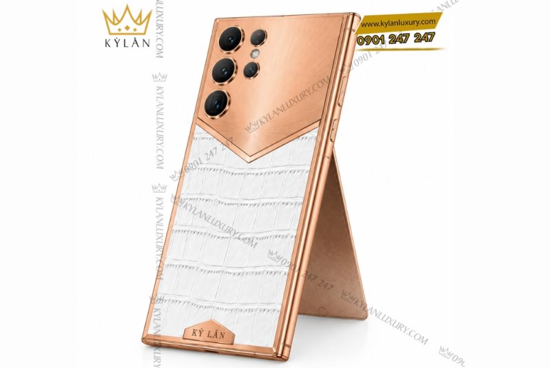 Điện thoại Samsung Galaxy S26 Ultra custom vàng hồng bọc da cá sấu