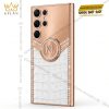 Điện thoại Samsung Galaxy S26 Ultra custom vàng hồng bọc da cá sấu đính kim cương