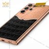 Điện thoại Samsung Galaxy S26 Ultra custom vàng hồng bọc da cá sấu đính kim cương