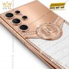 Điện thoại Samsung Galaxy S26 Ultra custom vàng hồng bọc da cá sấu đính kim cương