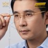 Mắt kính vàng Au750 không viền càng họa tiết khoen tròn