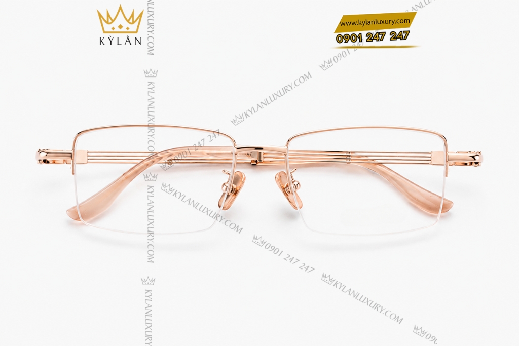Kỳ Lân Luxury Mat kinh vang hong Au750 dinh kim cuong 1 Mắt kính vàng hồng Au750 đính kim cương
