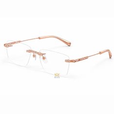 Mắt kính vàng hồng Au750 đính kim cương