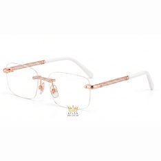 Mắt kính vàng hồng Au750 đính kim cương