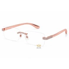 Mắt kính vàng hồng Au750 đính kim cương