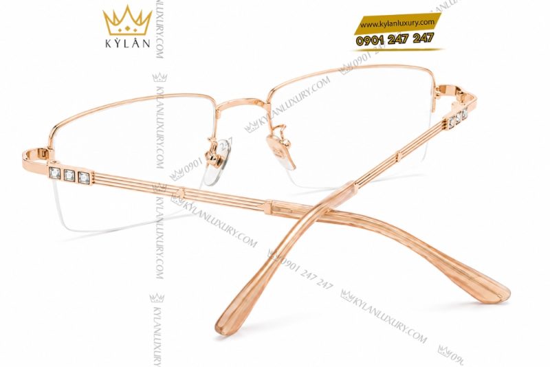 Mắt kính vàng hồng Au750 đính kim cương