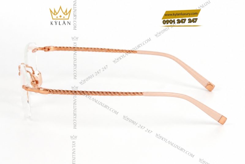 Mắt kính vàng hồng Au750 đính kim cương