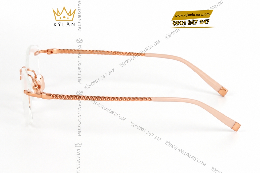 Kỳ Lân Luxury Mat kinh vang hong Au750 dinh kim cuong 5 6 Mắt kính vàng hồng Au750 đính kim cương