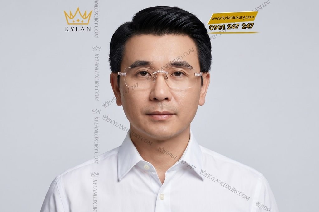 Kỳ Lân Luxury Mat kinh vang hong Au750 dinh kim cuong 6 9 Mắt kính vàng hồng Au750 đính kim cương