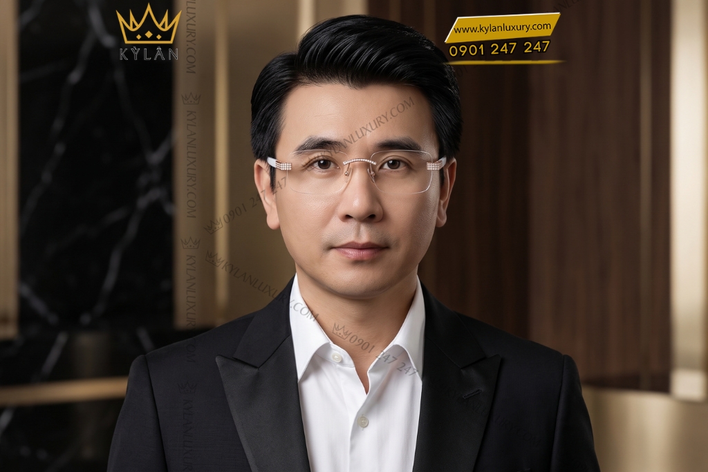 Mắt kính vàng hồng Au750 đính kim cương