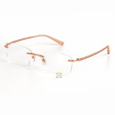 Mắt kính vàng hồng Au750 họa tiết xoắn không viền