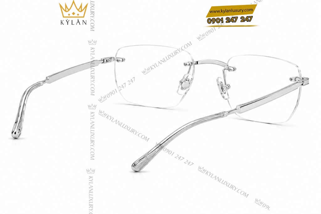 Kỳ Lân Luxury Mat kinh vang trang Au750 4 Mắt kính vàng trắng Au750