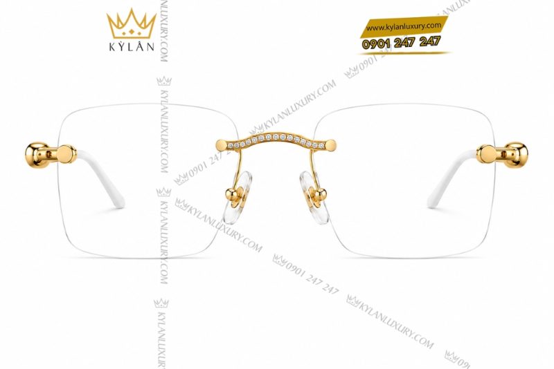 Mắt kính vàng vàng Au750 đính kim cương