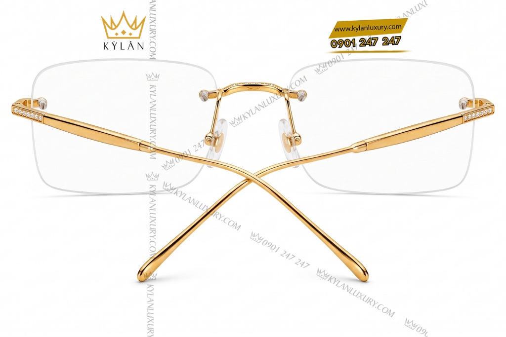 Kỳ Lân Luxury Mat kinh vang vang Au750 dinh kim cuong 5 1 Mắt kính vàng vàng Au750 đính kim cương