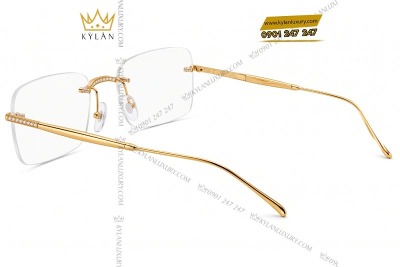 Mắt kính vàng vàng Au750 đính kim cương