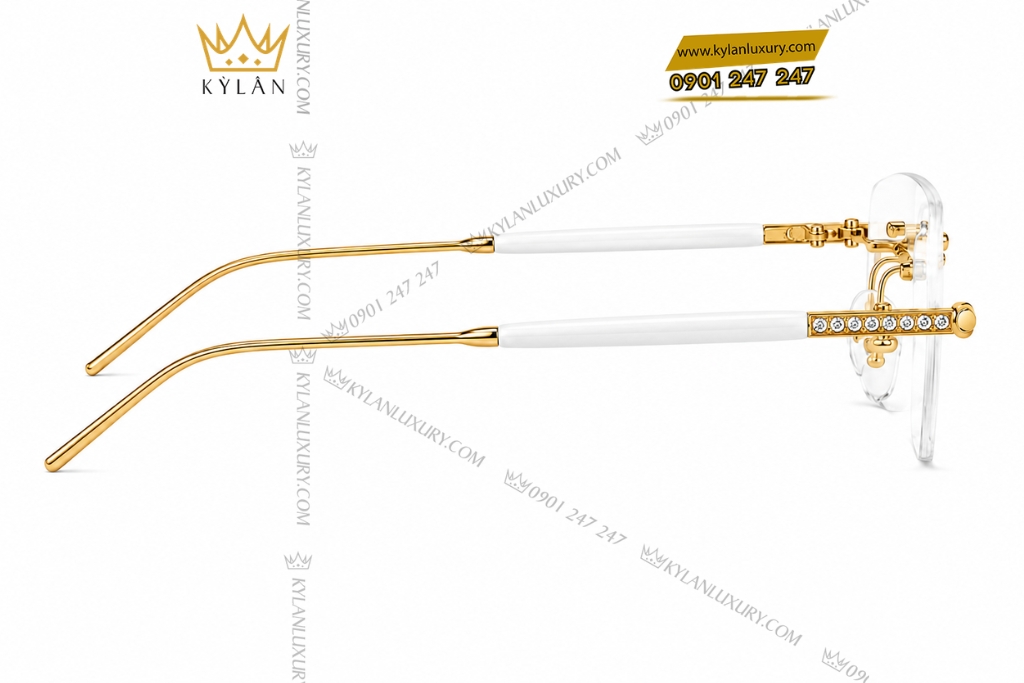 Kỳ Lân Luxury Mat kinh vang vang Au750 dinh kim cuong 6 Mắt kính vàng vàng Au750 đính kim cương