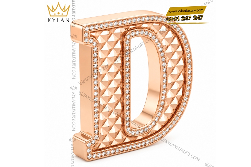 Kỳ Lân Luxury Mat that lung D vang hong Au750 dinh kim cuong 3 1 Mặt thắt lưng chữ D vàng hồng Au750 đính kim cương