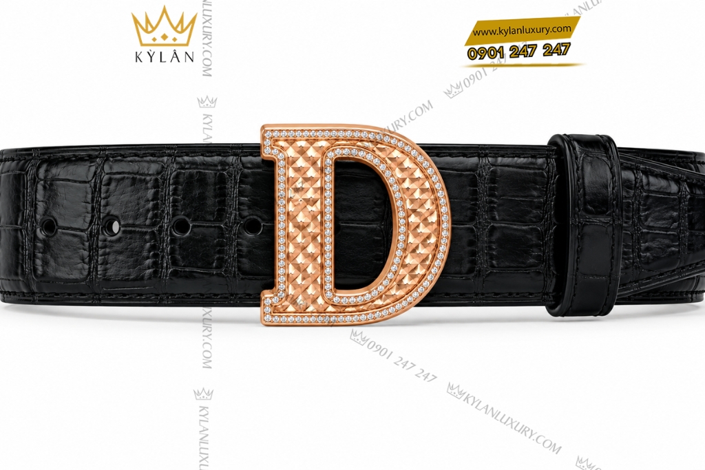 Kỳ Lân Luxury Mat that lung D vang hong Au750 dinh kim cuong 6 1 Mặt thắt lưng chữ D vàng hồng Au750 đính kim cương
