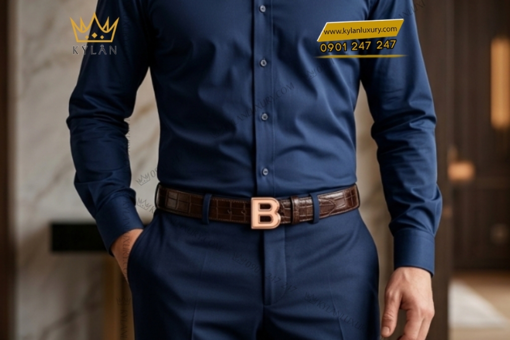 Mặt thắt lưng chữ B vàng hồng Au750 đính kim cương