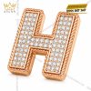 Mặt thắt lưng chữ H vàng hồng Au750 đính kim cương