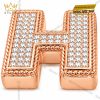 Mặt thắt lưng chữ H vàng hồng Au750 đính kim cương