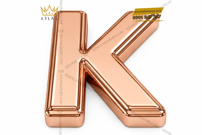 Mặt thắt lưng chữ K vàng hồng Au750