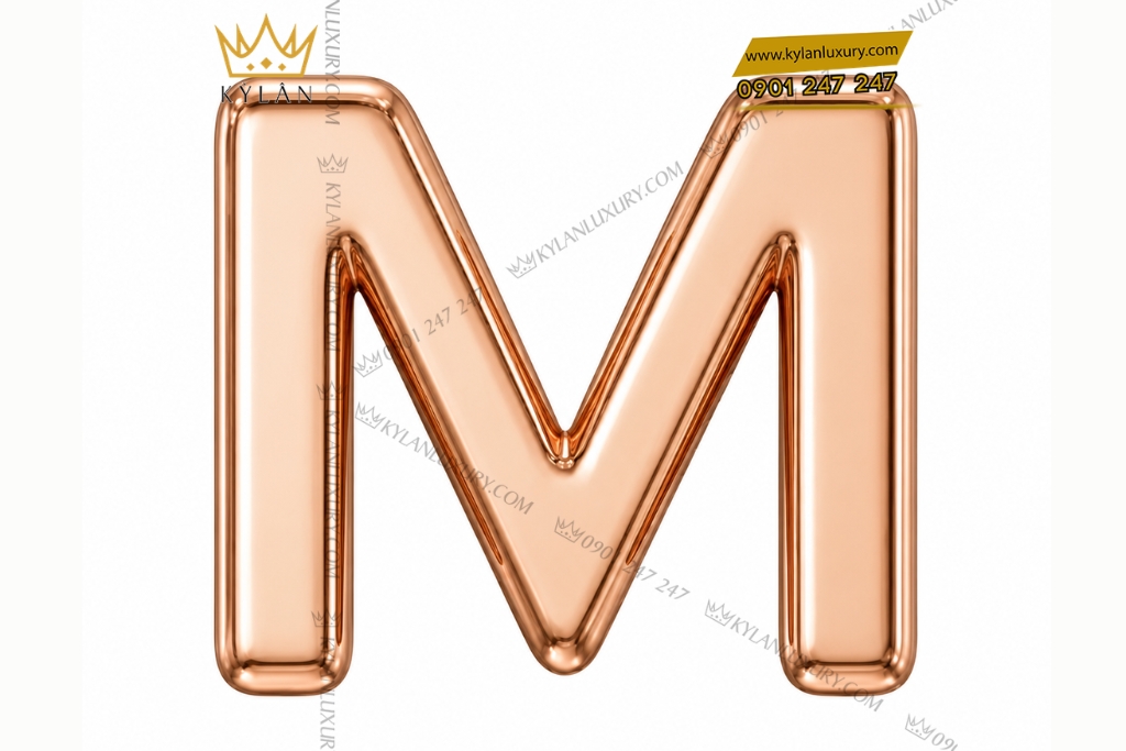 Kỳ Lân Luxury Mat that lung chu M vang hong Au750 1 Mặt thắt lưng chữ M vàng hồng Au750