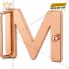 Mặt thắt lưng chữ M vàng hồng Au750