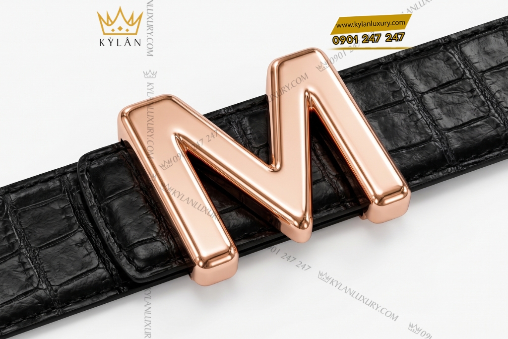 Kỳ Lân Luxury Mat that lung chu M vang hong Au750 7 Mặt thắt lưng chữ M vàng hồng Au750