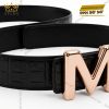 Mặt thắt lưng chữ M vàng hồng Au750