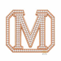 Mặt thắt lưng chữ M vàng hồng Au750 đính kim cương