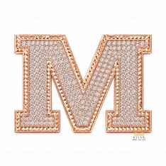 Mặt thắt lưng chữ M vàng hồng Au750 đính kim cương Mặt thắt lưng chữ M vàng hồng Au750 đính kim cương