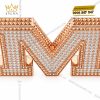 Mặt thắt lưng chữ M vàng hồng Au750 đính kim cương