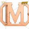 Mặt thắt lưng chữ M vàng hồng Au750 đính kim cương