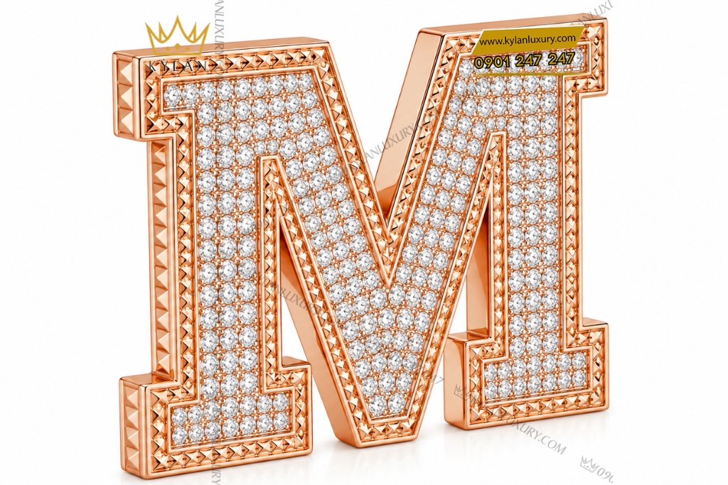 Kỳ Lân Luxury Mat that lung chu M vang hong Au750 dinh kim cuong 4 Mặt thắt lưng chữ M vàng hồng Au750 đính kim cương