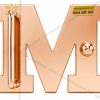 Mặt thắt lưng chữ M vàng hồng Au750 đính kim cương