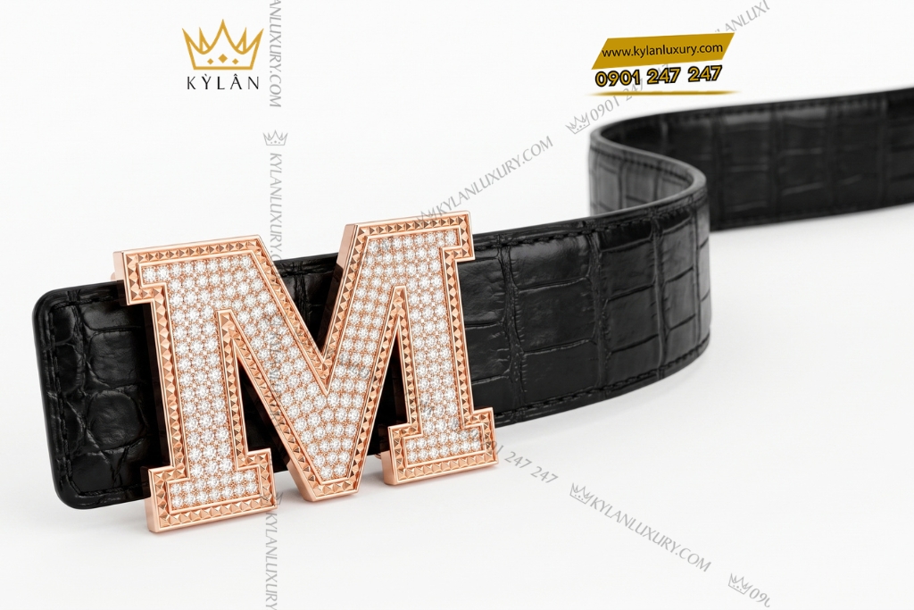 Kỳ Lân Luxury Mat that lung chu M vang hong Au750 dinh kim cuong 6 Mặt thắt lưng chữ M vàng hồng Au750 đính kim cương