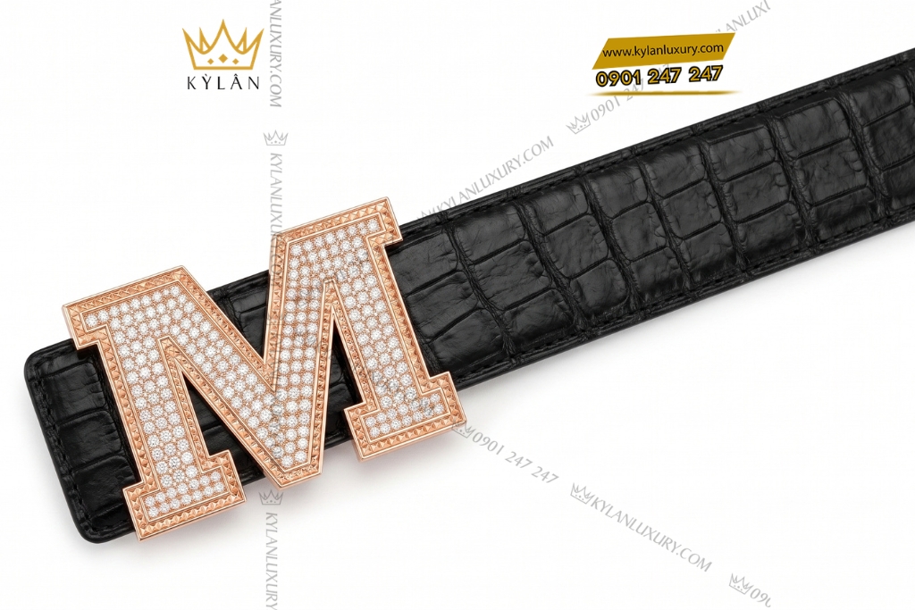 Kỳ Lân Luxury Mat that lung chu M vang hong Au750 dinh kim cuong 7 Mặt thắt lưng chữ M vàng hồng Au750 đính kim cương